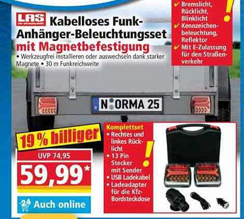 Kabelloses Funk-Anhänger-Beleuchtungsset mit Magnetbefestigung