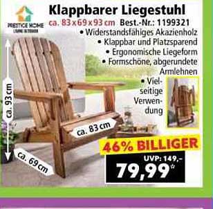 Klappbarer Liegestuhl aus Akazienholz