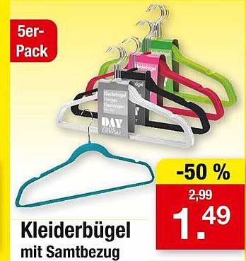 Kleiderbügel mit Samtbezug - 5er-Pack