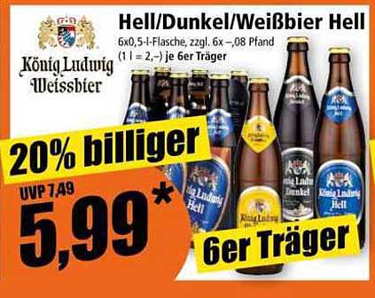König Ludwig Weissbier Hell/Dunkel - 6er Träger