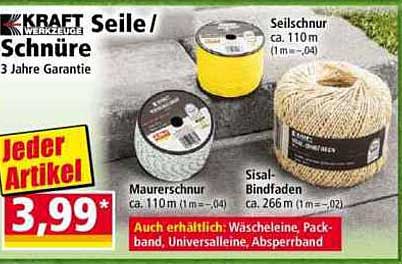 KRAFT Seile / Schnüre – Jeder Artikel nur 3,99 €