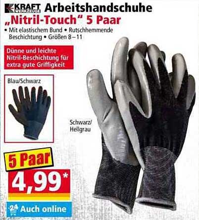 KRAFT Werkzeugzeugeb Nitril-Touch Arbeitshandschuhe 5 Paar