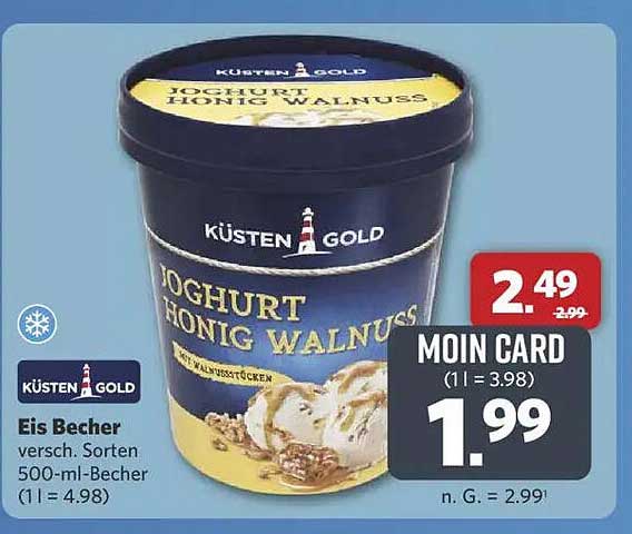 KÜSTEN GOLD Joghurt Honig Walnuss Eis Becher 500 ml