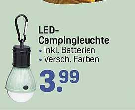 LED-Campingleuchte inkl. Batterien – verschiedene Farben
