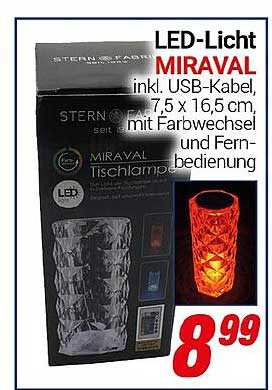 LED-Licht MIRAVAL inkl. USB-Kabel, 7,5 x 16,5 cm, mit Farbwechsel und Fernbedienung