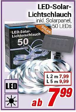 LED-Solar-Lichtschlauch inkl. Solarpanel, 50 LEDs