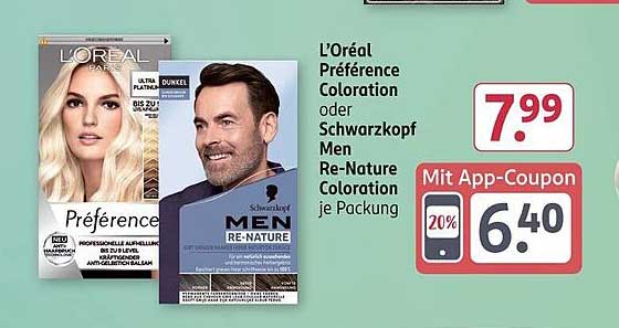 L'Oréal Préférence Coloration oder Schwarzkopf Men Re-Nature Coloration je Packung