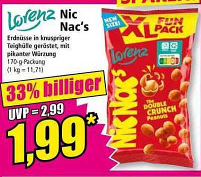 Lorenz Nic Nac's Erdnüsse in knuspriger Teighülle 170-g-Packung
