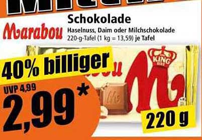 Marabou Schokolade - Haselnuss, Daim oder Milchschokolade 220 g
