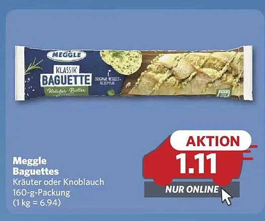 Meggle Baguettes Kräuter oder Knoblauch 160-g-Packung