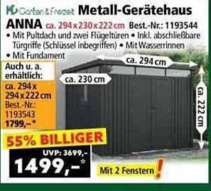 Metall-Gerätehaus ANNA 294 x 230 x 222 cm