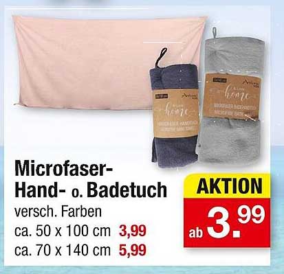 Microfaser-Hand- oder Badetuch - verschiedene Farben
