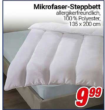 Mikrofaser-Steppbett allergikerfreundlich, 100 % Polyester, 135 x 200 cm