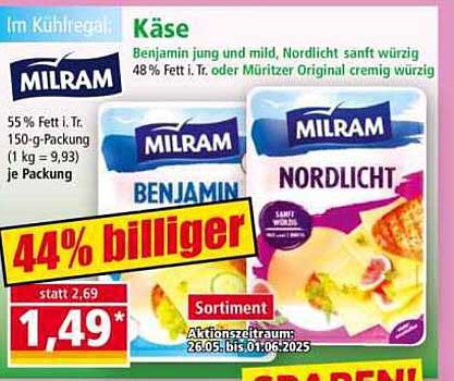 Milram Käse – Benjamin und Nordlicht im Angebot