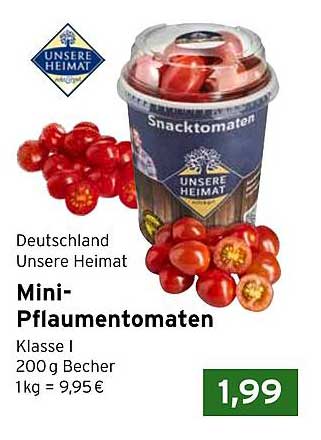 Mini-Pfläumentomaten – Klasse I im 200 g Becher