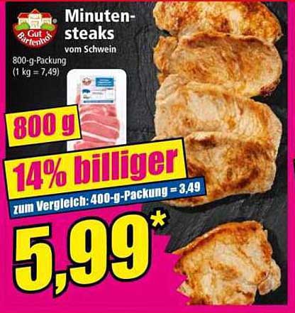 Minutensteaks vom Schwein 800-g-Packung