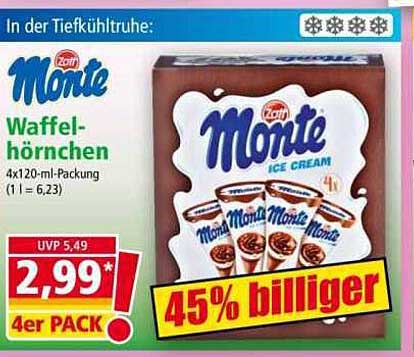 Monte Waffelhörnchen 4er Pack (4x120 ml)