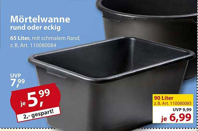 Mörtelwanne rund oder eckig 65 Liter