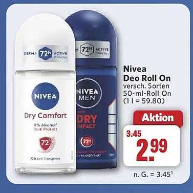 Nivea Deo Roll On verschiedene Sorten 50-ml-Roll On (1 l = 59,80)