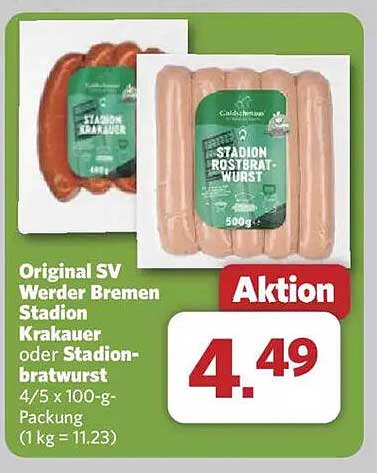 Original SV Werder Bremen Stadion Krakauer oder Stadion-Rostbratwurst 500 g