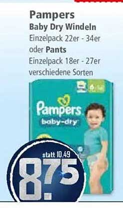 Pampers Baby Dry Windeln Einzelpack 22er - 34er oder Pants Einzelpack 18er - 27er verschiedene Sorten