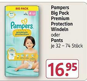 Pampers Big Pack Premium Protection Windeln oder Pants je 32 – 74 Stück