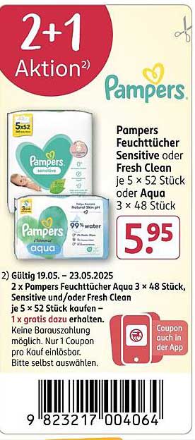 Pampers Feuchttücher Sensitive oder Fresh Clean – 2+1 Aktion