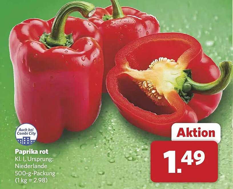 Paprika rot - K.L. I, Ursprung: Niederlande 500-g-Packung