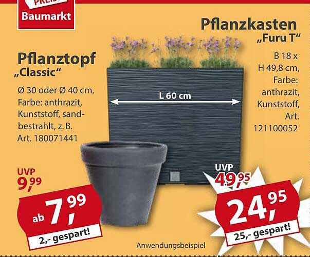 Pflanzkasten "Furu T" und Pflanztopf "Classic"