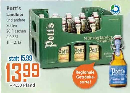 Pott's Landbier und andere Sorten – 20 Flaschen à 0,33l