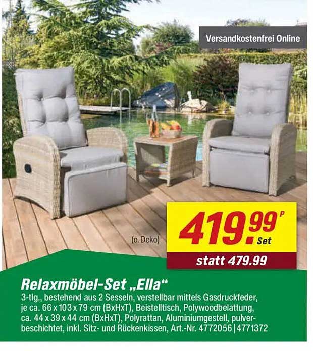 Relaxmöbel-Set "Ella" 3-tlg. - jetzt für nur 419,99 € statt 479,99 €!