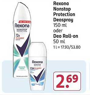 Rexona Nonstop Protection Deospray 150 ml oder Deo Roll-on 50 ml