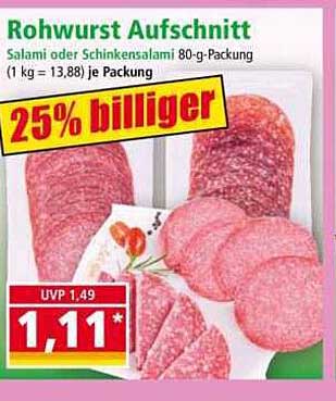 Rohwurst Aufschnitt – Salami oder Schinkensalami 80-g-Packung