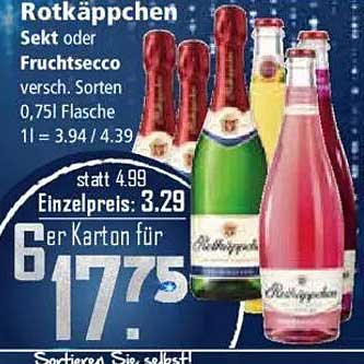 Rotkäppchen Sekt oder Fruchtsecco 0,75l - 6er Karton für 17,75€