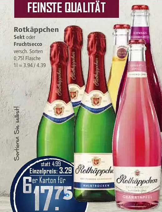 Rotkäppchen Sekt oder Fruchtsecco – 6er Karton für 17,75 €