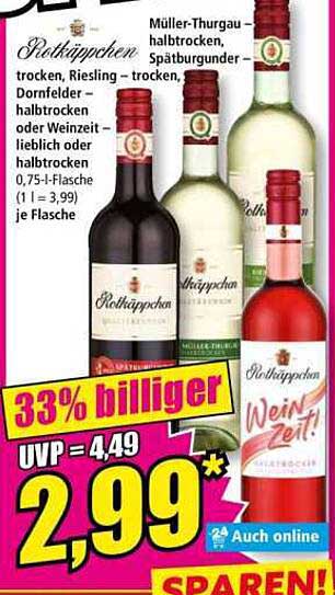 Rotkäppchen Wein: Müller-Thurgau, Riesling, Dornfelder und Spätburgunder - 0,75l