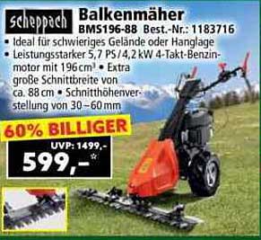 Scheppach Balkenmäher BMS196-88