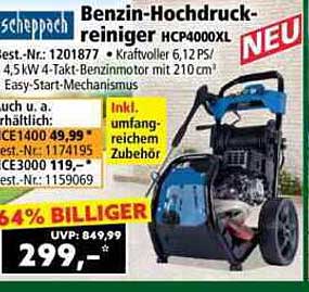 Scheppach Benzin-Hochdruckreiniger HCP4000XL - Neuer Preis