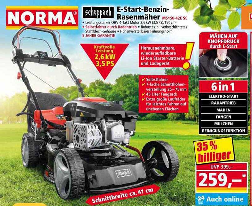scheppach E-Start-Benzin-Rasenmäher MS150-42E SE