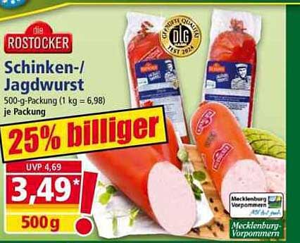 Schinken-/Jagdwurst von ROSTOCKER - 500-g-Packung