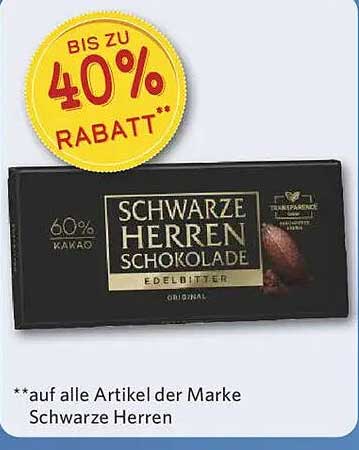 Schwarze Herren Schokolade - Edelbitter 60% Kakao