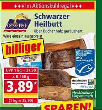 Schwarzer Heilbutt über Buchenholz geräuchert