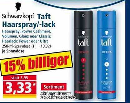 Schwarzkopf Taft Haarspray 250 ml – Power Cashmere, Volumen, Glanz oder Classic