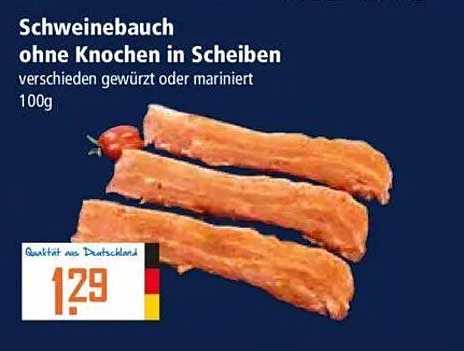 Schweinebauch ohne Knochen in Scheiben - verschiedene gewürzt oder mariniert