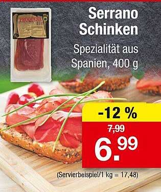 Serrano Schinken Spezialität aus Spanien, 400 g