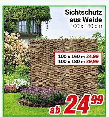 Sichtschutz aus Weide 100 x 180 cm
