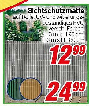 Sichtschutzmatte auf Rolle, UV- und witterungsbeständiges PVC, verschiedene Farben