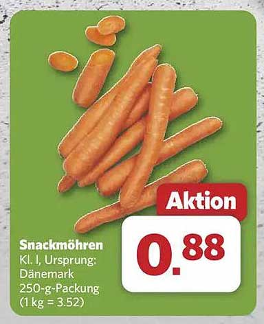 Snackmöhren Kl. I, Herkunft: Dänemark, 250-g-Packung