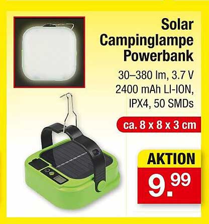 Solar Campinglampe mit Powerbank