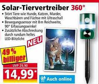 Solar-Tiervertreiber 360° - Stören Sie unerwünschte Tiere effektiv!